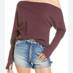 We The Free Fugi Off-Shoulder Thermal Top Mauve Size Large